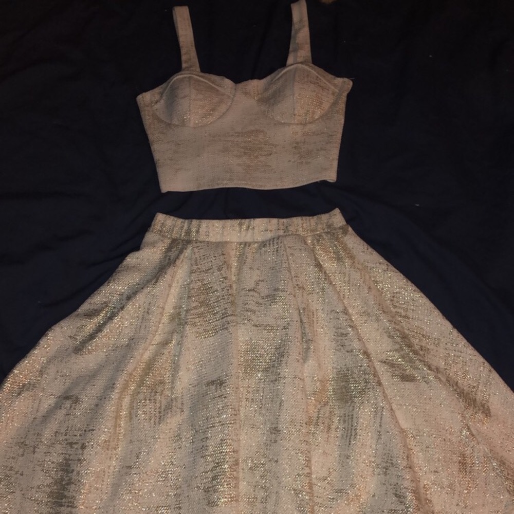 Two piece white&gold set